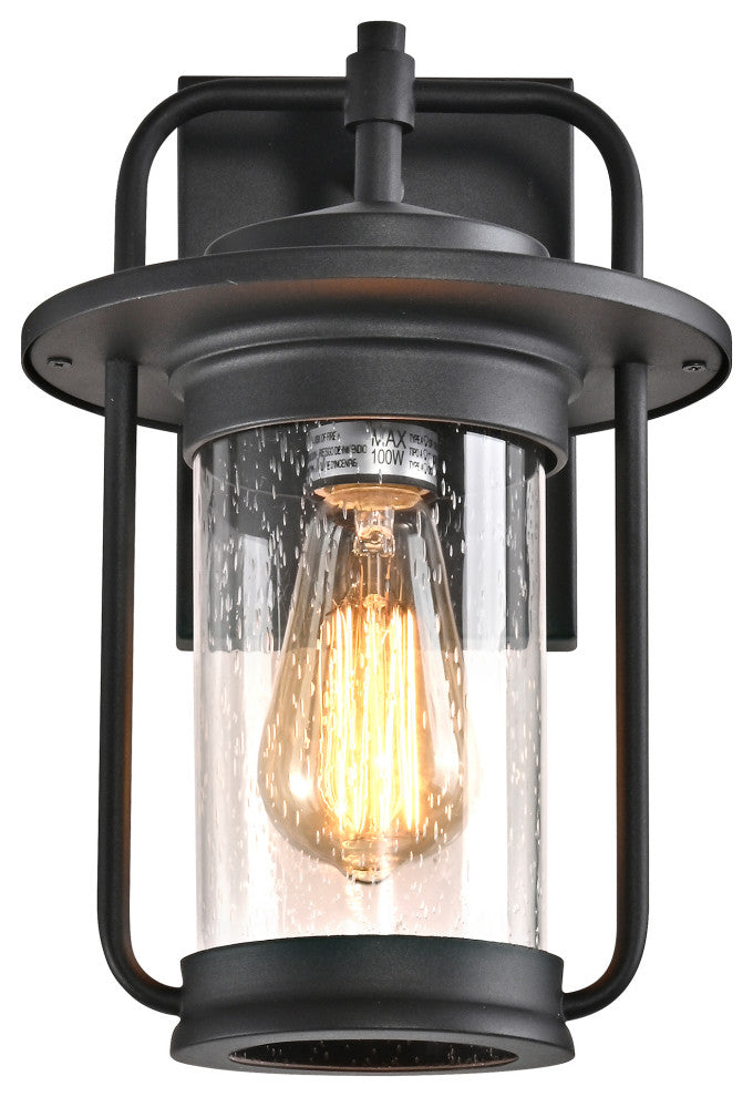 CHLOE Lighting Jeffrey Transitional 1-Light Textured Black Outdoor Wall Sconce
