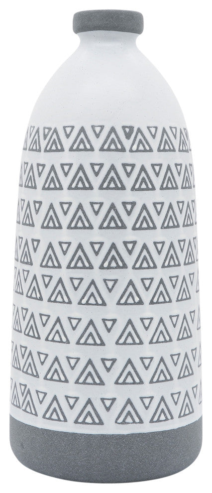 Ceramic 18"H Aztec Vase, Gray