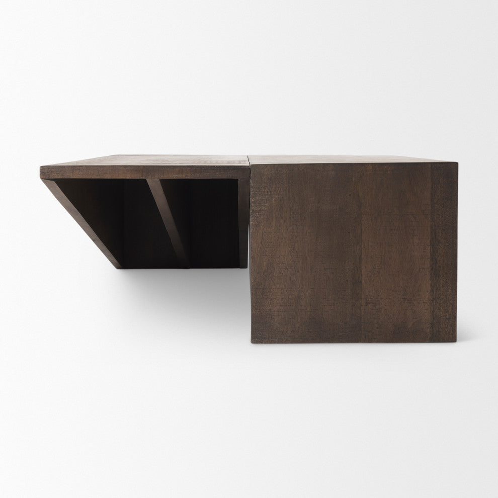 West Medium Brown Solid Wood Angled Coffee Table