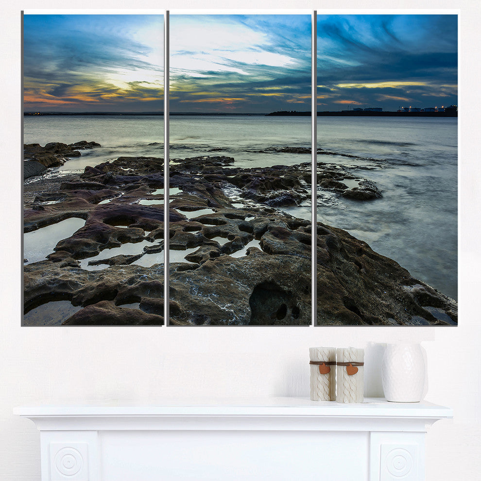 "Beautiful Dark Seashore Australia" Metal Wall Art, 3 Panels, 36"x28"