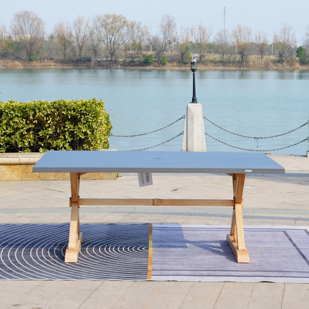 72" Aluminium Coated Dining Table with Umbrella Hole