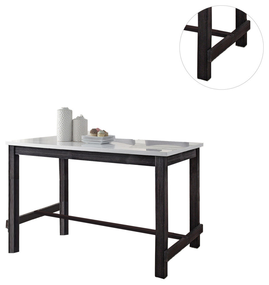Rectangular Counter Height Table, White/Weathered Espresso