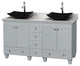 Acclaim Vanity, Oyster Gray, 60", Arista Black Granite, White Carrera Marble