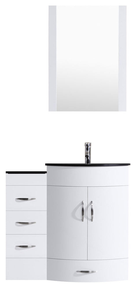 42" White Vanity, 30" Single Sink Base, Single 12 Drawer Base, LV5-C2-42-W