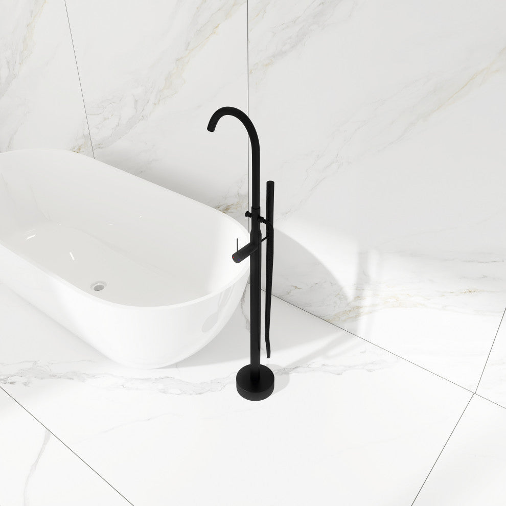 Single Handle Floor Mounted Clawfoot Tub Faucet, Matte Black
