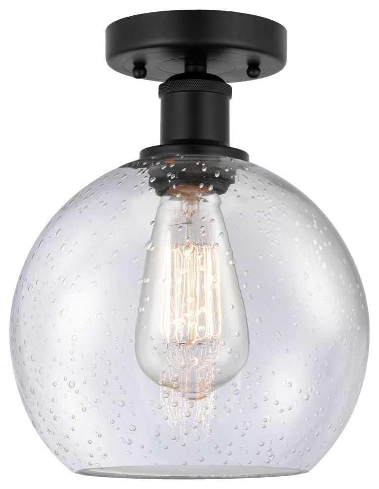 Innovations 616-1F-BK-G124-8 1 Light 8" Semi-Flush Mount, Matte Black