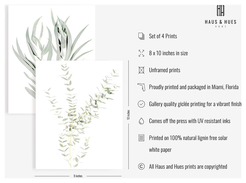 Set of 4 Plant Wall Decor Pictures Minimalist Wall Art