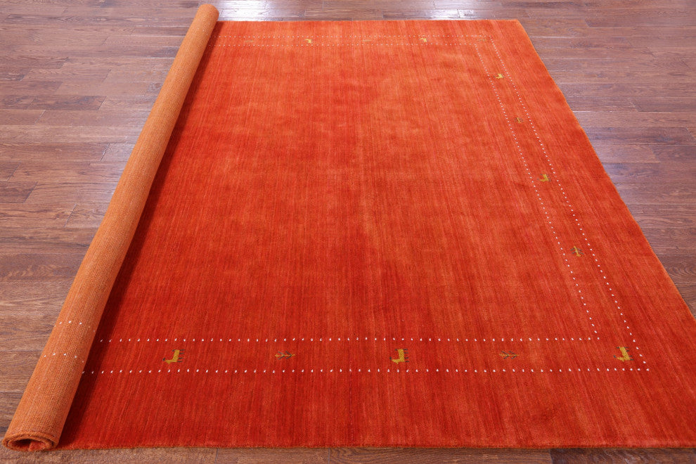 8' Square Hand Knotted Persian Gabbeh Wool Rug - Q15102