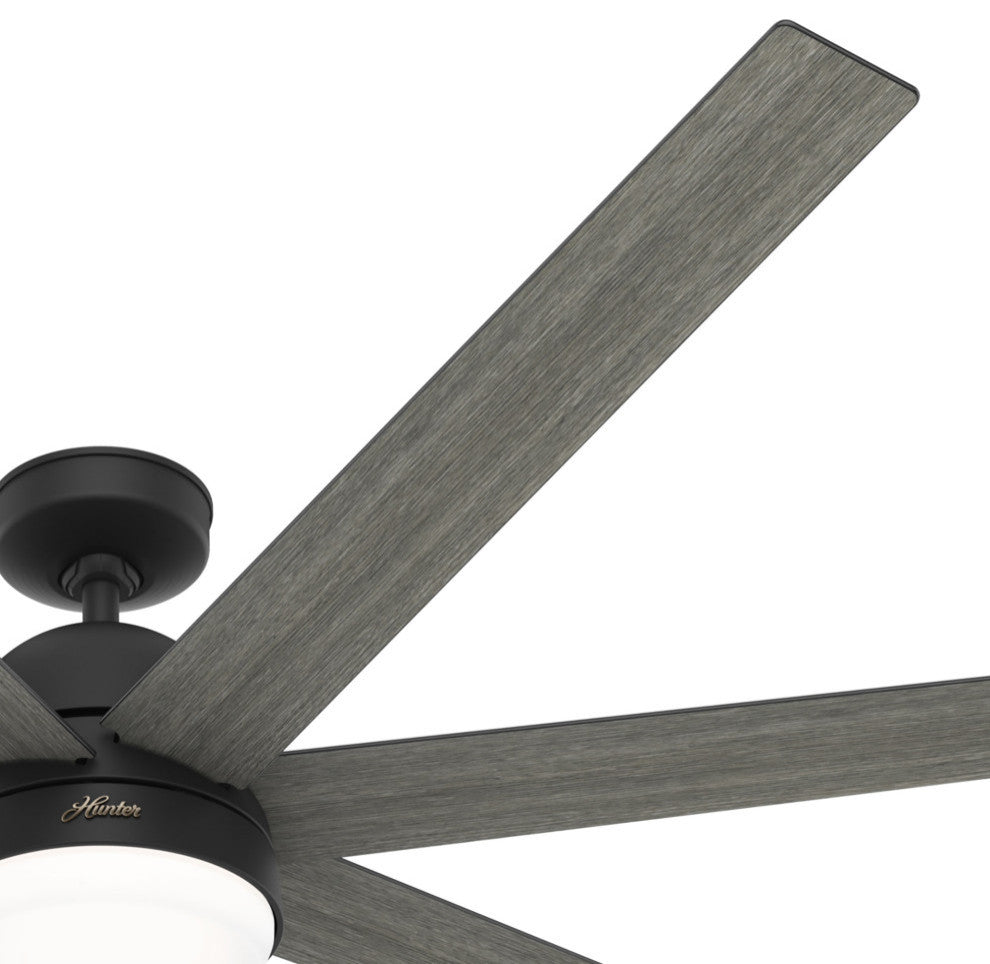 Hunter 70" WiFi Phenomenon Matte Black Ceiling Fan With LED Light, Wall Control