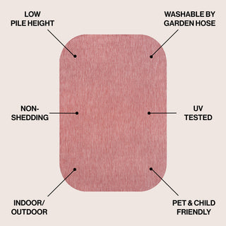 Miles Modern Minimalist Radius Corner Solid Indoor/Outdoor Shaped Area Rug