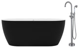 67 inch Freestanding Solid Surface Soaking Tub with Standing Faucet