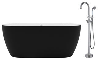67 inch Freestanding Solid Surface Soaking Tub with Standing Faucet