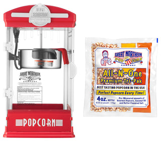 Popcorn Machine 4 Oz Kettle with 12 Pack of All-In-One Kernels and Accessories