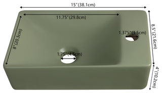 Felix 15 in. W x 8 in. D Modern Wall Mounted Rectangular Ceramic Mini Sink
