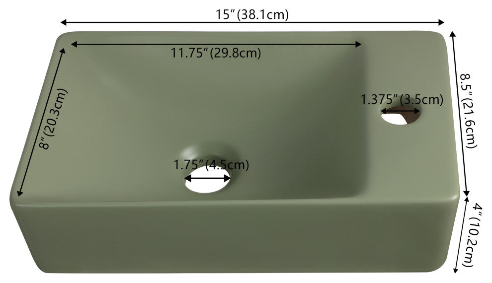 Felix 15 in. W x 8 in. D Modern Wall Mounted Rectangular Ceramic Mini Sink