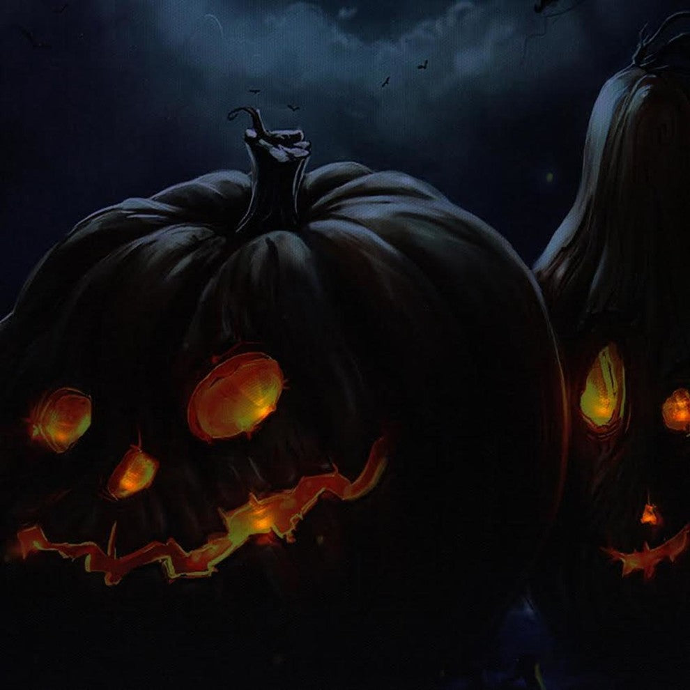 LED Lighted Spooky Halloween Jack-O-Lanterns Canvas Wall Art 15.75"x23.5"