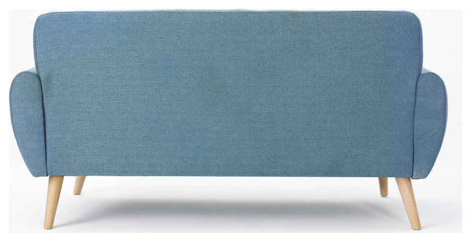 GDF Studio Eunice Petite Mid Century Modern Tufted Fabric Sofa, Blue