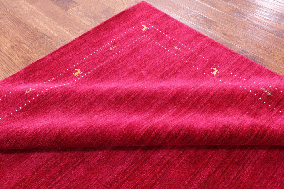 8' Square Persian Gabbeh Handmade Wool Rug - Q15222