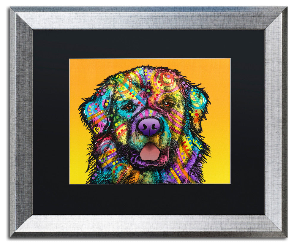 Dean Russo 'Newfie' Art, Silver Frame, Black Matte, 20"x16"