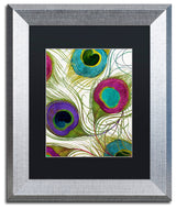 Color Bakery 'Peacock Feathers I' Art, Silver Frame, Black Matte, 11"x14"