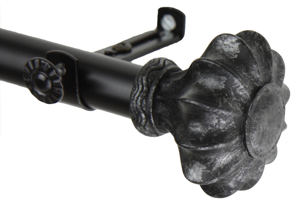 Maurice 13/16 inch Corner Window Curtain Rod, Black, 48-84"