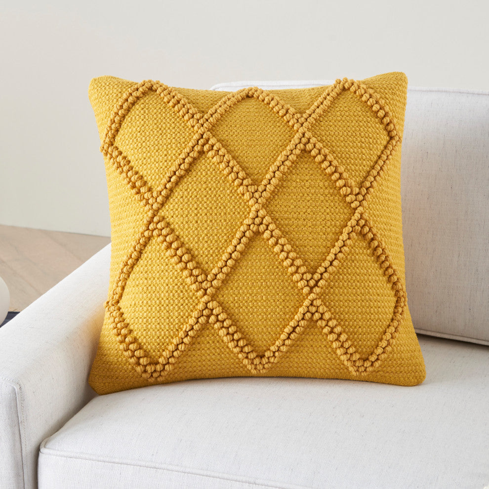 Mina Victory GC101 Throw Pillow, Yellow, 18"X18"