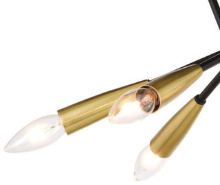 Ellis 16.25-in. 6 Light Semi-Flush Mount Matte Black and Satin Brass