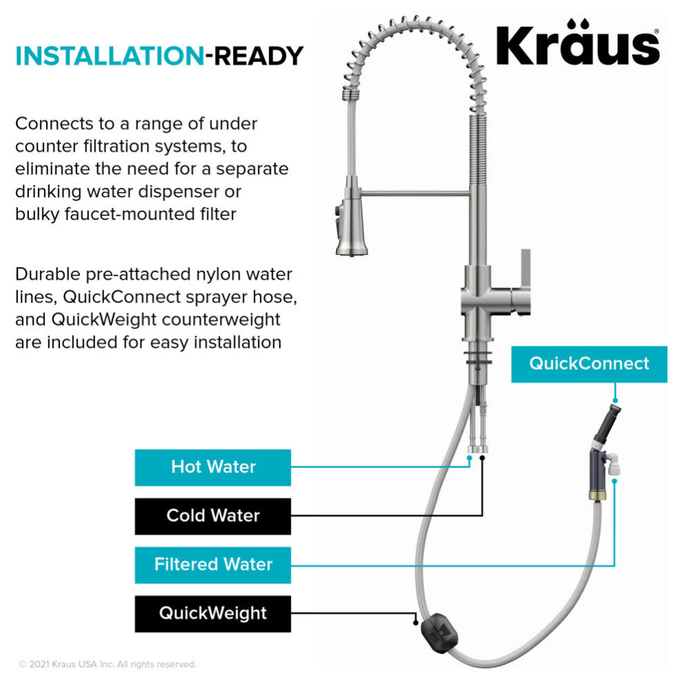 Britt Commercial Style 3-Function Pull-Down 1-Handle 1-Hole Kitchen Faucet, Chrome (Filter Kff-1691ch)