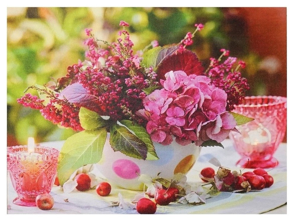 "LED Lighted Candles Floral Arrangement" Canvas Wall Art