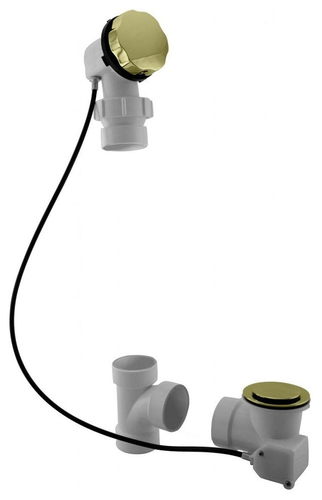 Sch. 40 PVC 35" Cable Drive Bath Waste, Ball Joint Head, Polished Brass