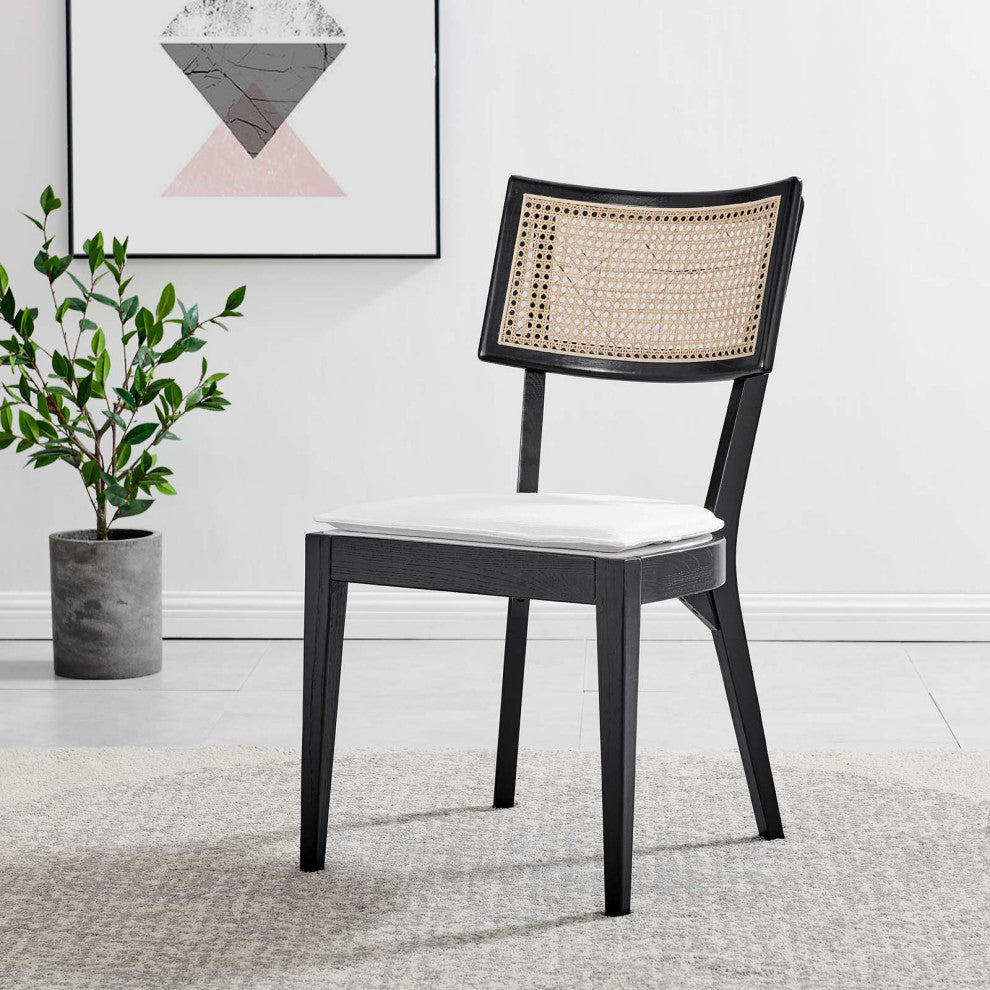 Caledonia Wood Dining Chair Set of 2, Black White