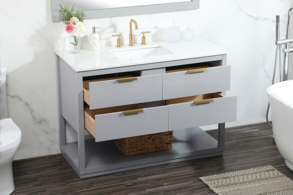48" Single Bathroom Vanity, Gray, With Backsplash