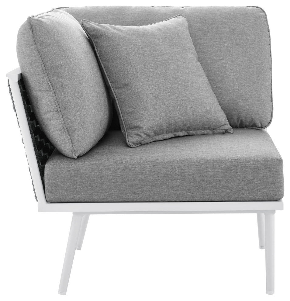 Outdoor Patio Aluminum Outdoor Patio Aluminum Large Sectional Sofa, White Gray