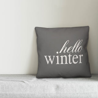 Hello Winter 16"x16" Throw Pillow Cover