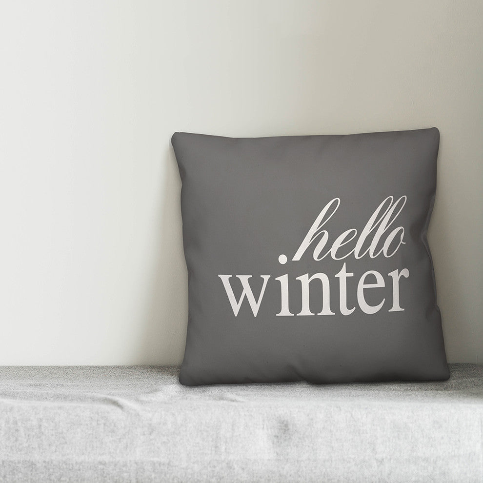 Hello Winter 16"x16" Throw Pillow Cover