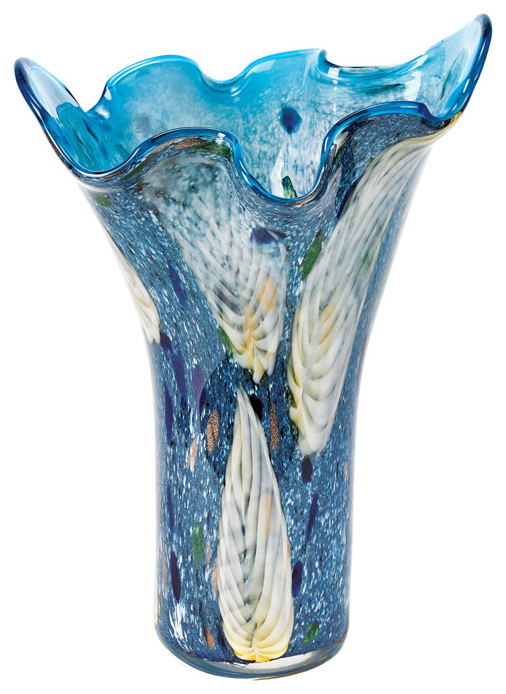 Badash J206 Royalty Murano Style Art Glass 17" blue Napkin Vase