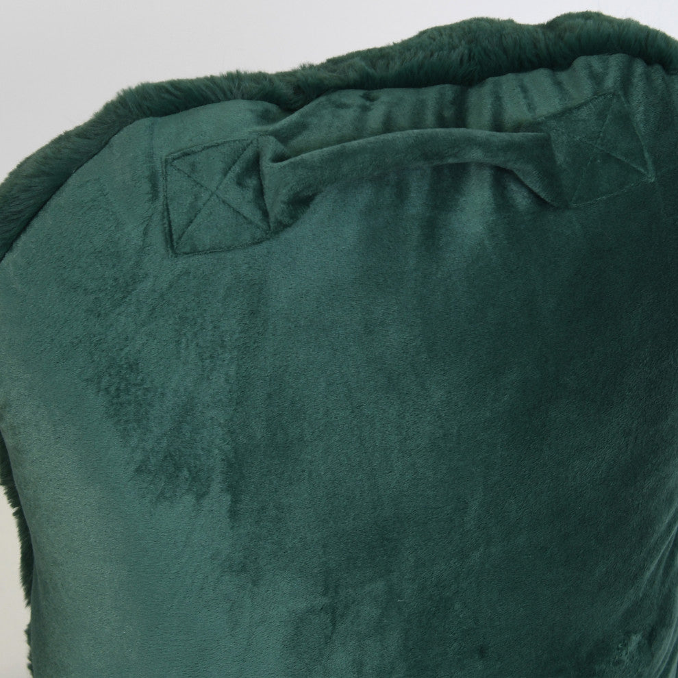 Faux Fur Bedrest Shell, Dark Green, 28"x30" X17"