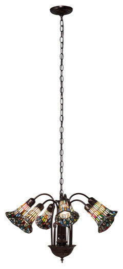26 Wide Tiffany Pond Lily 7 Light Chandelier