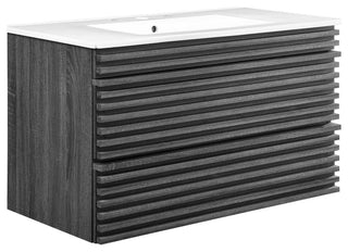Render 36" Wall-Mount Bathroom Vanity, Charcoal White