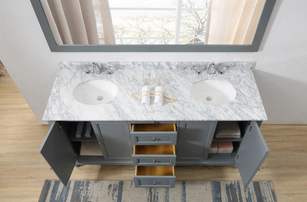 70" Classic Bath Vanity, Gray and Mirror