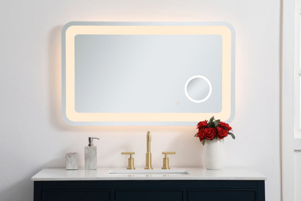 Lucy 24"x40" Hardwired LED Mirror With Magnifier and Color Changing Temperature