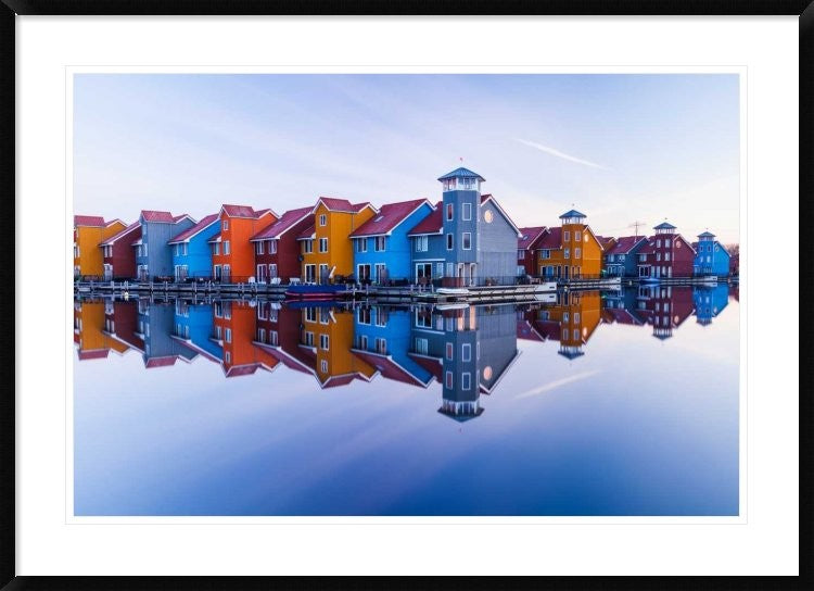 "Colored Homes" Framed Digital Print by Ton Drijfhamer, 44x32"