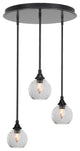 Empire 3-Light Cluster Pendalier, Matte Black/Smoke Bubble