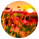 Summer Sunset With Red Poppies, Landscape Art Disc Metal Wall Art, 11"
