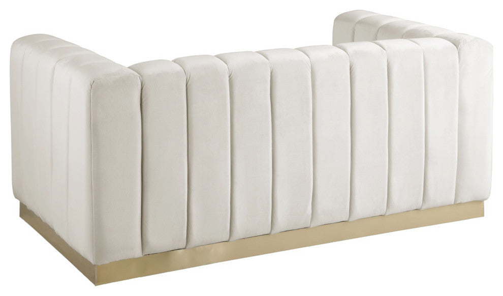 Marlon Velvet Upholstered Loveseat, Cream