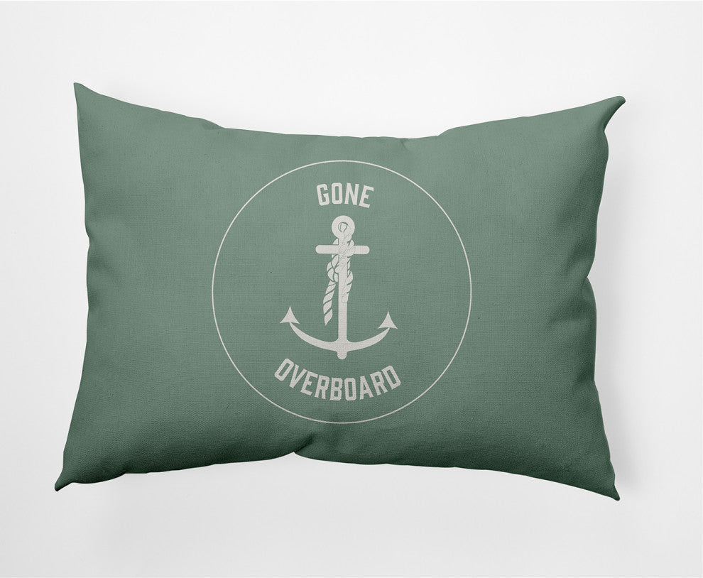 14x20" Gone Forever Overboard Nautical Decorative Indoor Pillow, Sage