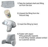 Solid Light Faux Fur Bedrest,20" x 18" x 17", Vapor Gray