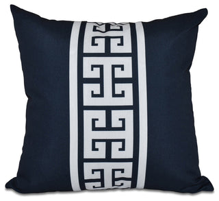 Key Stripe, Stripe Print Outdoor Pillow, Navy Blue, 18"x18"