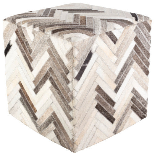 Surya Zander Charcoal Ottoman 18"Hx18"Wx18"D