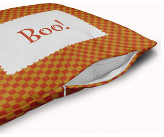 Halloween Boo Checks Accent Pillow With Removable Insert, Rust, 26"x26"